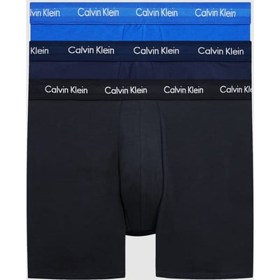 Calvin Klein 3-pack Boxerbriefs - Middelhoog - Katoen Stretch, Zwart/Blauw