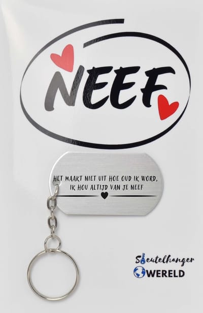 Het maakt niet uit hoe oud ik word ik hou altijd van je neef Sleutelhanger inclusief kaart - neef cadeau - neef - Leuk kado voor je neef om te geven - 2.9 x 5.4CM