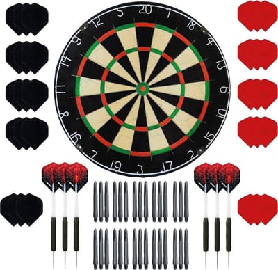 Darts Set set - Plain - dartbord - plus 2 sets - dartpijlen - plus 30 - dartflights - plus 30 - dartshafts