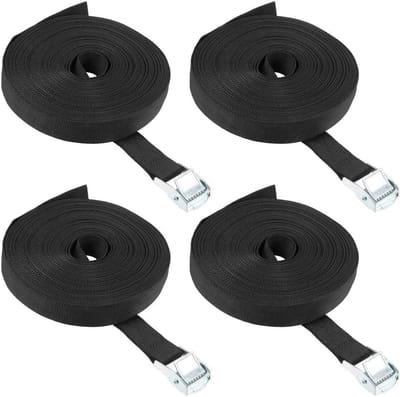 Spanbanden Set - Vastzetbanden - Vracht Beveiligen - Met Kam Gesp - 4 Stuks 9M - Zwart