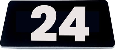 Nummerplaatje 24 - 80 x 50 x 1,6 mm - Zwart/wit - incl. 3M-tape | Nummerbordje - Deur en kamernummer - brievenbusnummers - Gratis verzending - 5 jaar garantie