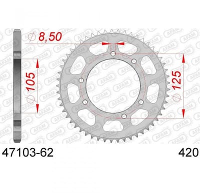 Kit chaîne Afam pour Moto Rieju 50 Mrt Sm Pro Après 2018 11x62 Pas 420 Alésage 105mm Neuf