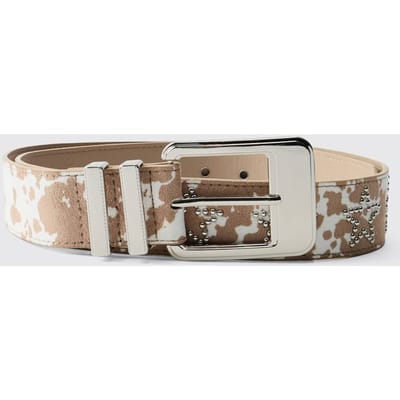 PU Cow Belt With Star Rhinestone | Camel | Size XL