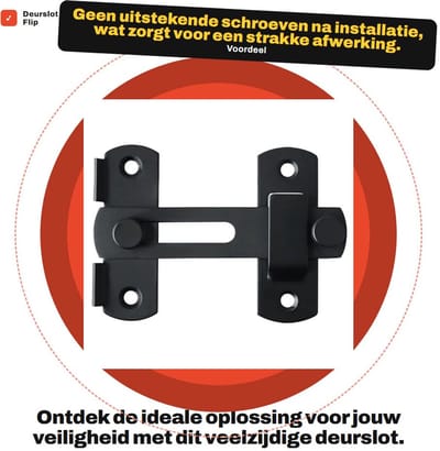 Dailygoods - Deurslot Flip Klink Hasp - Roestvrij Staal Vergrendeling - Matzwart - Veiligheid voor Deuren en Ramen - Geschikt voor Tuin en Kast
