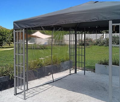 Zijpaneel RV 300x200cm PVC transparant - paviljoenen 3x3m - spanrubbers incl.