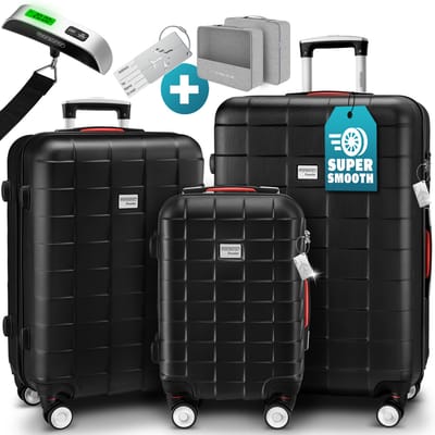 MONZANA Kofferset - TSA slot 3-delig Hardcase Handbagage M L XL - Zwart