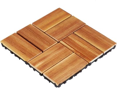Houten Dekplanken - Buitenvloer Tegels - Tuin Decoratie - In elkaar grijpend Ontwerp - 30x30cm 22 Stuks - Bruin
