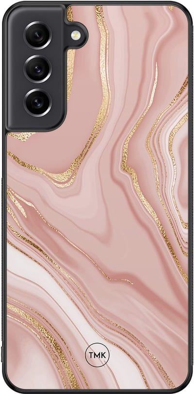 Hoesje geschikt voor Samsung Galaxy S21 FE - Rose marble - Roze - TPU case - Marmer - Hardcase zwart telefoonhoesje