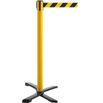 Afzetpaal GLA 10, L 350 x B 350 x H 1000 mm, met kruisvoet, trekband 4 m, geel