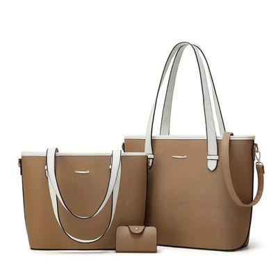 Bovista Handtas Dames - Schoudertas - School - Shopper - Schooltas - Werktas - 3-Delige Set - Khaki