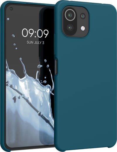 kwmobile telefoonhoesje geschikt voor Xiaomi 11 Lite (5G) NE / Mi 11 Lite (5G) - Hoesje met siliconen coating - Smartphone case in mat petrol