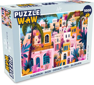 Puzzel Kleurrijk - Roze - Oranje - Geel - Bloemen - Legpuzzel - Puzzel 1000 stukjes volwassenen