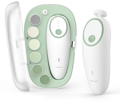 Elektrische Baby Nagelvijl - Nagelverzorging Set - Veilig Nagels Knippen - Oplaadbaar Type-C - 7 Slijpkopjes - Wit