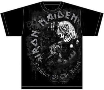 Iron Maiden - Number Of The Beast Grey Tone Heren T-shirt - M - Zwart