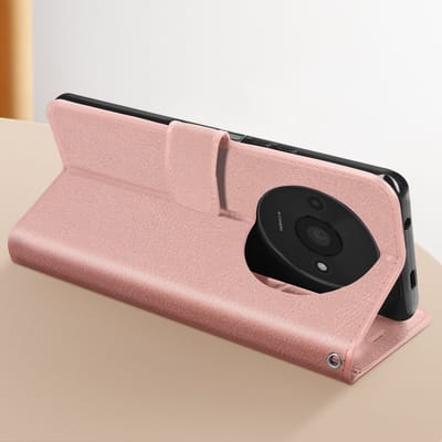 Mayaxess, Foliohoes voor Xiaomi Redmi A3 Bescherming met polsband Multifunctionele flap, Champagneroze