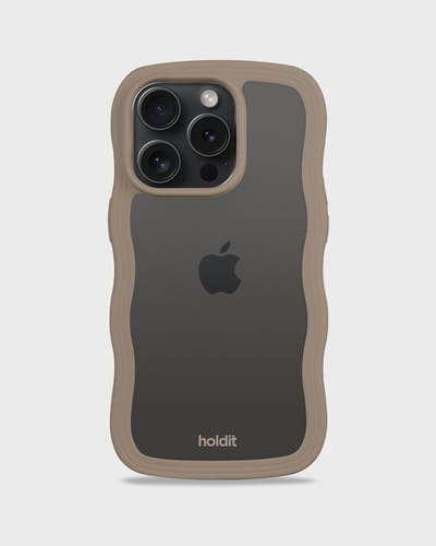Holdit Wavy Case geschikt voor Apple iPhone 15 Pro - Mocha Brown / Transparent