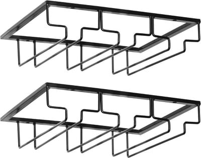 Wijnrek voor onderkast - Metalen glazenhouder voor wijn - 2 stuks, ideaal voor bar en keuken, ruimtebesparend en stijlvol