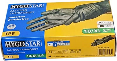 Hygostar TPE wegwerp handschoen zwart - maat XL - 200 stuks - latexvrij