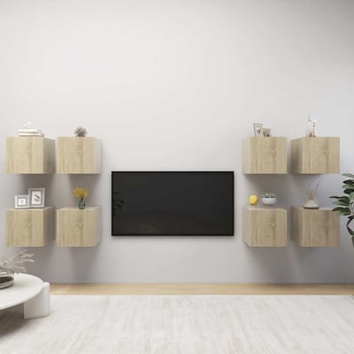 vidaXL - Tv-wandmeubelen - 8 - st - 30,5x30x30 - cm - sonoma - eikenkleurig