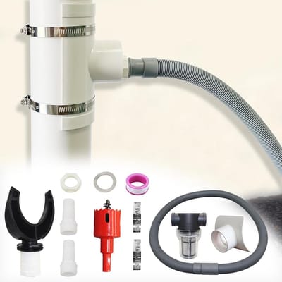 Regenwateropvangset voor ronde leidingen 110 mm met flexibele slang en pvc-aansluiting