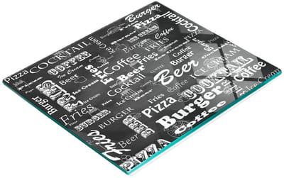 Decoratieve glazen snij- en serveerplank voor restaurantmenu's 60x52 cm