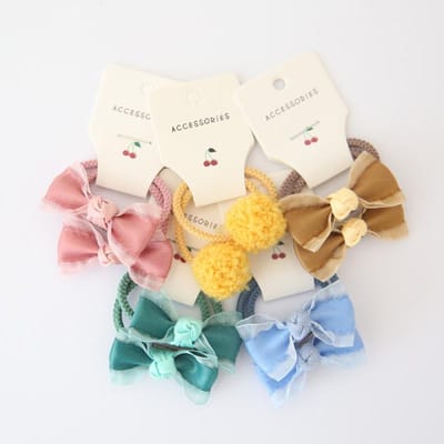 5 Paren/set Zoete Haarband Meisjes Haar Banden Strikken Elastische Rubberen Band Bloem Kleine Bal Scrunchies Baby Kids Haaraccessoires veelkleurig