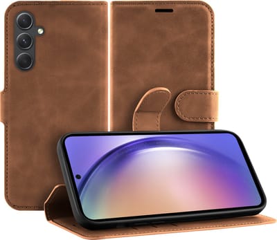 Cazy hoesje geschikt voor Samsung Galaxy A55 Hoesje met Pasjeshouder - Premium Bookcase - Bruin