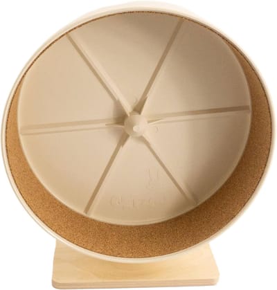 Kunststof Loopwiel - Houten Standaard - Dieren Beweging - Verwisselbare Kurkinleg - 27 cm Diameter - Zandbeige