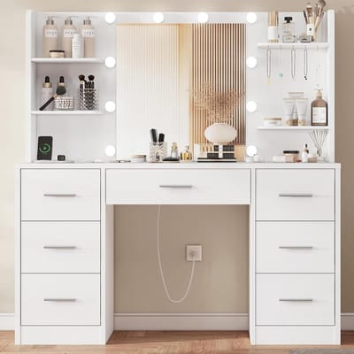 Make Up Tafel met Spiegel - Kaptafel voor Meisjes - Hollywood Spiegel met Verlichting - make up ruimte