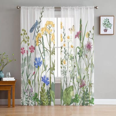 Boeket Bloemen Rozen Raam Tule Gordijnen Voor Woonkamer Slaapkamer Hotel Luxe Decoratie Transparante Gordijnen 135W x 114H(cm)