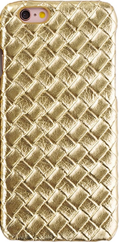 Peachy Stevig gouden hardcase geschikt voor iPhone 5/5s en SE 2016 geweven 3D structuur Luxe cover