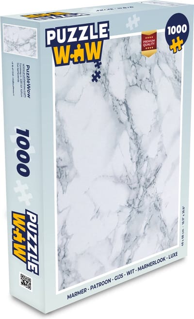 Puzzel Marmer - Patroon - Gijs - Wit - Marmerlook - Luxe - Legpuzzel - Puzzel 1000 stukjes volwassenen