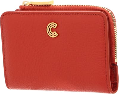 COCCINELLE Leren Portemonnee Myrine Wallet Grained Leather Tangerine Oranje