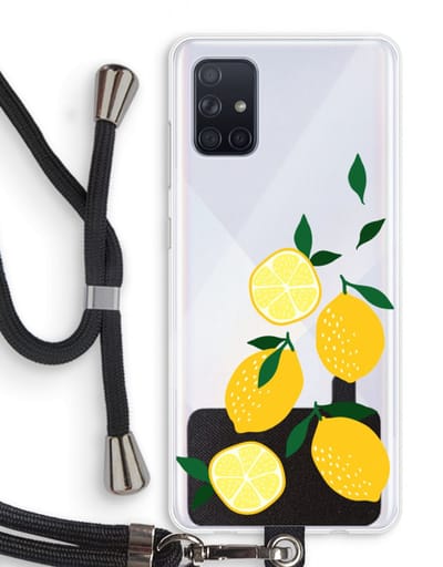 Case Company® - Hoesje met koord geschikt voor Samsung Galaxy A71 hoesje met Koord - You're my lemon - Telefoonhoesje met Zwart Koord - Bescherming aan alle Kanten en Over de Schermrand