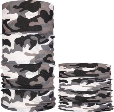 Fako Fashion - Colsjaal - Gezichtsmasker - Bandana - Nekwarmer - Sjaal - Col - Microfiber Faceshield - Camouflage Grijs