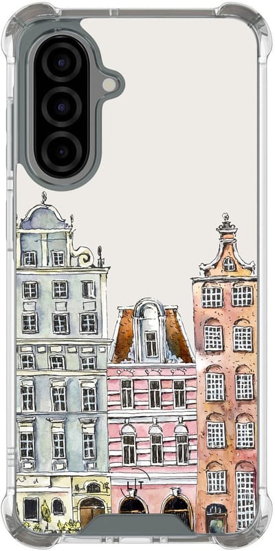 Shockproof hoesje - Geschikt voor Samsung Galaxy A36 - Grachtenpandjes - Extra sterke case - TPU/polycarbonaat - Print / Illustratie - Multi, Transparant