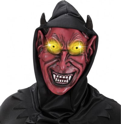 Rode duivel masker met capuchon voor volwassenen