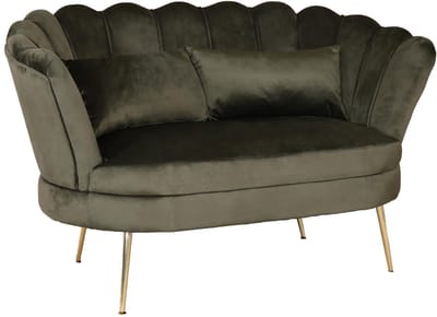 Zitbank Belle 2 zits donkergroen 135cm stof bankstel incl. 2 kussens bank zetel