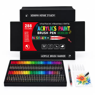Acrylmarkers - 288 kleuren - Zachte punt en directe inkttoevoer - Voor wenskaarten, doodles en tekenen - Geschenkdoos