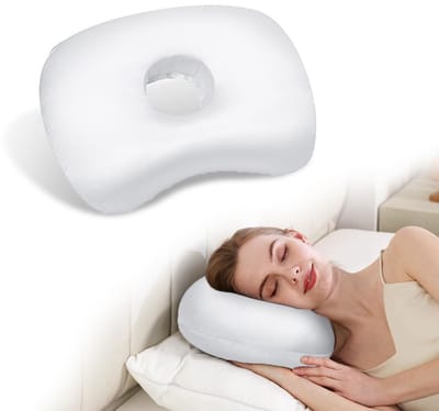 Orthopedisch Oorkussen voor Zijslapers - Donut Kussen met Gat voor Piercing Verzorging - Verlicht Oorpijn bij Ontsteking - Hoofdkussen Zijslaper - Ringkussen - Oorpijn Verlichten - Voor Iedere Slaaphouding - Orthopedisch Hoofdkussen - Wit