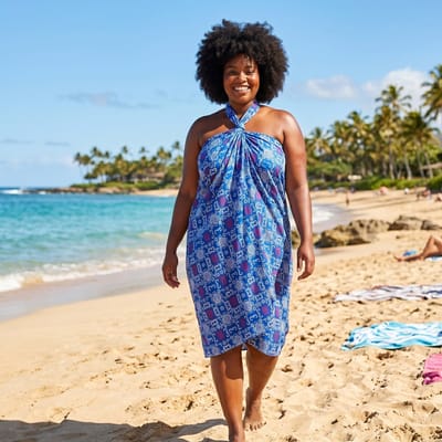 Sarong / pareo / pangi katoen - Strandkleding wikkelrok / strandjurk / omslagdoek / baby wrap - Blauwe Bogolan iconen