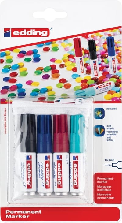 Edding 0,5 Mini Permanent Marker Blister van 4 Assorti