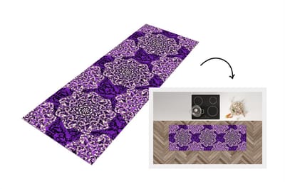 Keukenloper - Loper keuken - Roos - Paars - Patronen - Barok - 150x50 cm - Keukenloper vinyl
