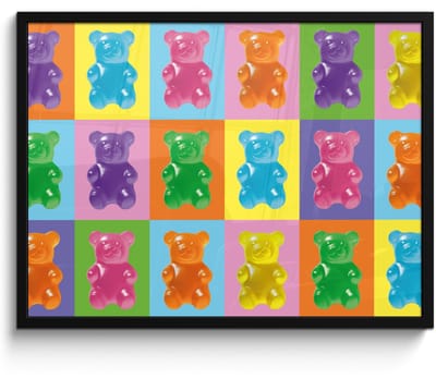 Poster in lijst - Fotolijst 70x50 cm - Posters - Art- Snoep - Kleurrijk - Posterlijst zwart - Decoratie - Wanddecoratie woonkamer - Muurdecoratie slaapkamer