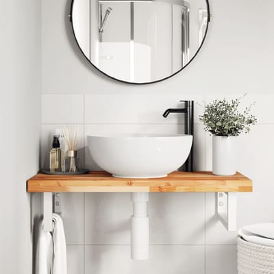 vidaXL - Badkamer - wandschap - staal - en - massief - acaciahout