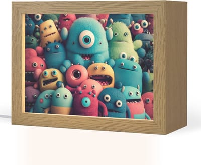 Nachtlampje 20x15 cm - Kinder lampje - Kids - Monster - Regenboog - Design - Meiden - Jongens - Tafellamp kinderkamer - Slaapkamer lamp - Bedlamp kinderen - Kinderlampje stopcontact - Wandlamp babykamer - Nachtlampjes