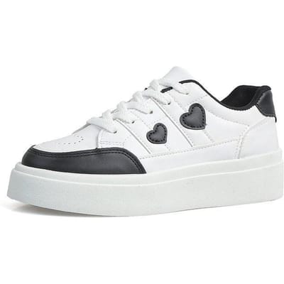 Chaussures de planche à semelle épaisse pour femmes, style coréen, chaussures de sport blanches assorties aux couleurs, chaussures de sport décontractées pour femmes 40 white