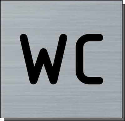 Deurbordje XL - bordje - WC - vierkant met RVS look