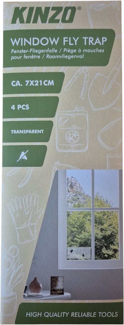 Kinzo - Raamvliegenval - Vliegen - Monitoringstrips - 4 stuks