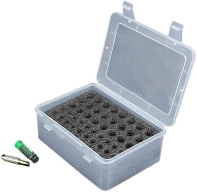 Batterij Opslagdoos - Opbergcontainer Thuislade - Batterijen Organiseren - Vocht en Stofdicht - 10x10x10 mm - Transparant